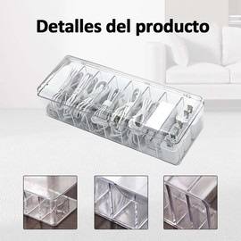 Organizador de Cables para Escritorio, Transparente Caja para Cables de Acrílico con 20 Cintas Organizadoras y 8 Compartimentos Ajustables para Cargadores y Accesorios