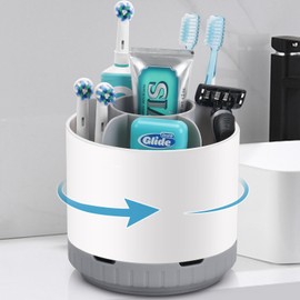 GFWARE Toothbrush Holders for Bathrooms - White Rotating Kids Electric Toothbrush and Toothpaste Holder, Detachable 6 Slots Tooth Brush Organizer Bathroom Countertop Storage