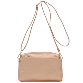 FashionPuzzle Triple Zip Small Crossbody Bag (Rose Gold)