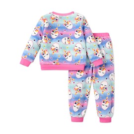 PATPAT Girls Pajamas Set 2Pcs Soft Fleece Sleepwear for Kids Long Sleeve Child Winter Pjs Multi-color 4-5 Years