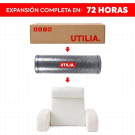 UTILIA Almohada de Lectura con Respaldo para Cama, Reposabrazos y Bolsillos, Cojín Triangular de Cuña para Leer, Cabecera Individual para Ver TV y Sentarse en Cama, Soporte Lumbar Adultos, Beige