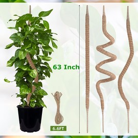 Supoice Moss Pole 63 Inch Moss pole Monstera Plant Support Bendable Moss Pole for Climbing Plants Indoor Coir Plant Pole Sticks, Brown
