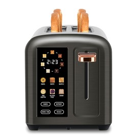 SEEDEEM Toaster 2 Slice with Touch Screen, Faster Heating Speed, 7 Shade Setting, 6 Bread Type, 1.5”Wide Slots Toaster, Removable Crumb Tray, 1350W, Dark Metallic