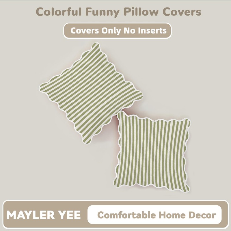 Mayler Yee Scalloped Throw Pillow Covers | Decorative Couch Pillows