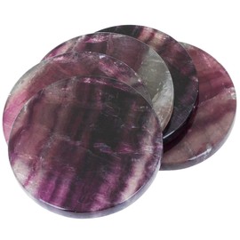 mookaitedecor Natural Purple Fluorite Crystal Slice 7.5cm Small Purple Crystal Coaster Decorative Healing Crystal Stone Slab for Wedding Name Card Place Card Paperweight Round Purple Crystal Plate