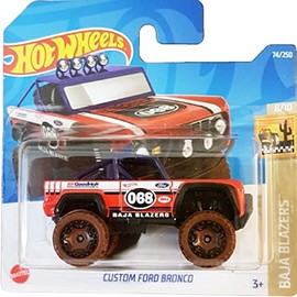 Hot Wheels Custom Ford Bronco Baja Blazers 8/10 (74/250) 2022 Short Card + Blister & Card Protector Pack Friki Monkey