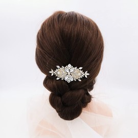 Xerling Peine de pelo con diamantes de imitación para novia, accesorios para el pelo de boda, estilo vintage de cristal, dorado para mujeres