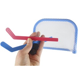 Mini Tabletop Hockey Game - Mini Goal Nets, Pucks, and Sticks - Small Novelty Toy - Indoor Desk Toy Functional Fun