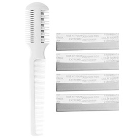 KooingTech Pet Hair Thinning comb, Pet Hair Combs, Dog Grooming Comb with Blade, Cat Comb for Matted Hair, 2 in 1 Hair Cutter Comb, 5 Blades Pet Hair Trimming Comb