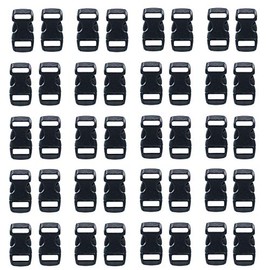 3/8 Inch Black Plastic Buckles - Curved Contoured Quick Side Release Buckles - DIY, Crafting, Webbing, Bracelets, Backpacks, Tactical Bags 40 PCS