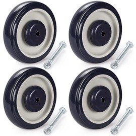 Skelang 4-Pack Shopping Cart Wheels 5 Inches, Polyurethane Casters with 5/16" Axle Bolts, Cart Wheel Replacement Kit for Shopping Cart, Beach Cart, Condo Cart, Load Capacity 250 Lbs Per Caster