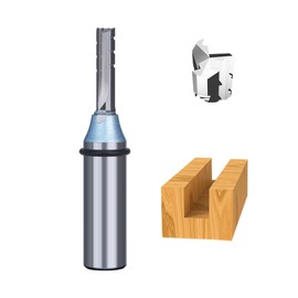 HUHAO CNC Router Bits 1/2 inch Shank 3 Flutes TCT Straight Router Bit Straight Flute End Mill Cutters Woodworking CNC Trimming Slot Bits Carbide Milling Cutter for MDF Plywood Chipboard Wood,1/2*6*22
