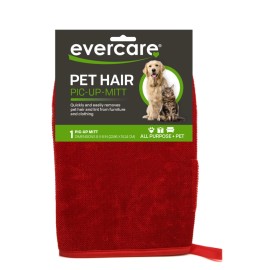 Evercare Pet Hair Pickup Mitt Red 9X5.5 Hand Grooming Tool For Pets Furniture