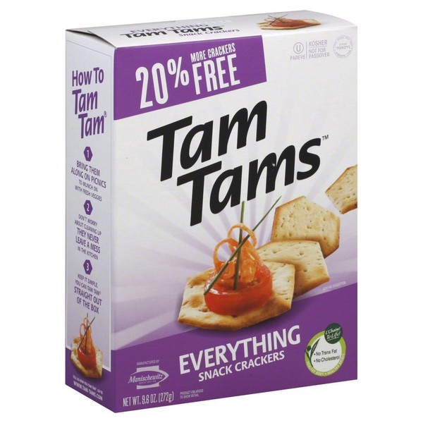 Manischewitz Everything Tam Tams Snack Cracker, 9.6 Ounce - 12 per case.