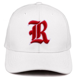 Daxton Premium Mid Profile Hat Semi Curved Visor White Cap White Red Gothic Embroidered, Letter R