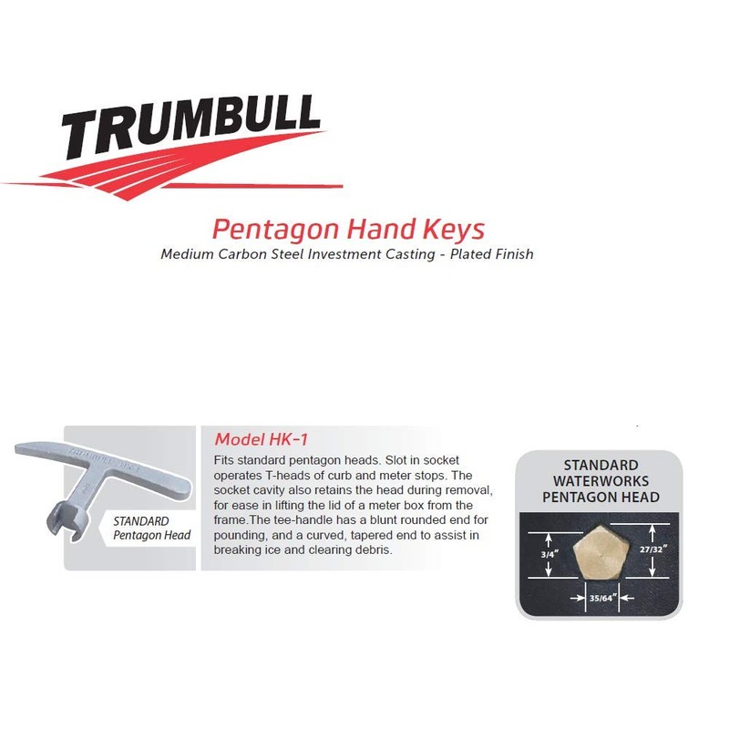 Hand Curb Box or Meter Box Pentagon Cover Key/Wrench HK-1