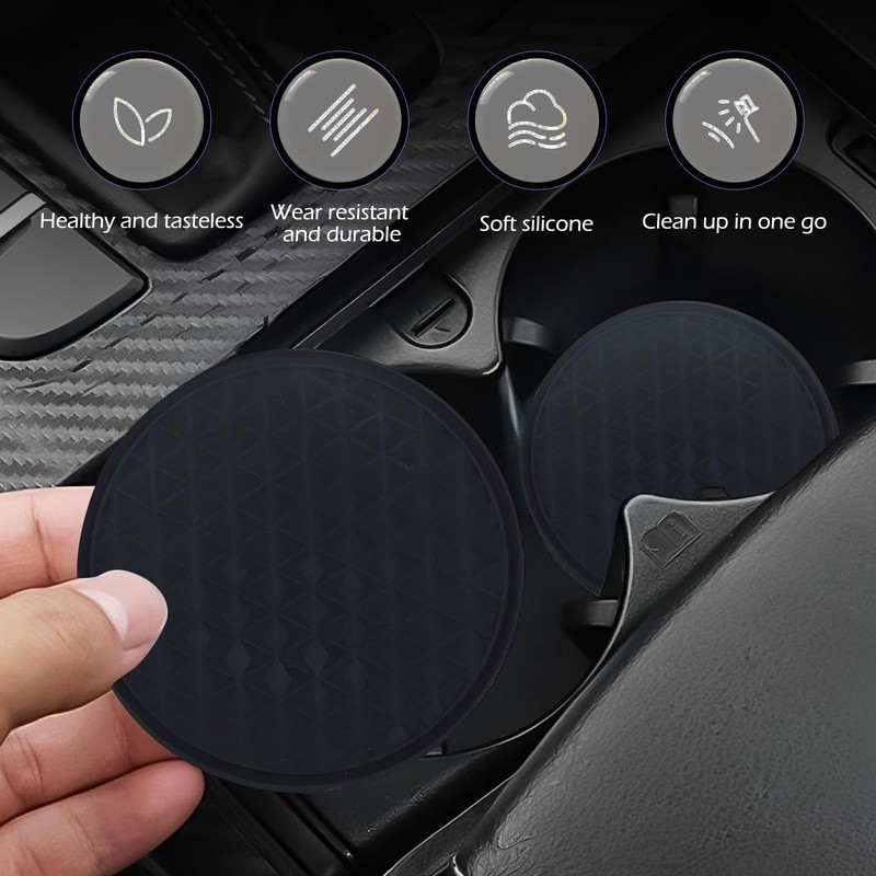 Zikefest 4PCS Car Cup Holder Coasters, Silicone Anti-Slip Insert Coasters,