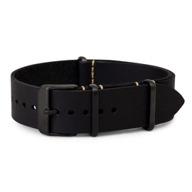 Benchmark Basics Leather Watch Band - Crazy Horse Oiled Leather One-Piece Watch Straps for Men & Women - Choice of Color & Width - 18mm, 20mm, 22mm or 24mm (18mm, Black PVD)