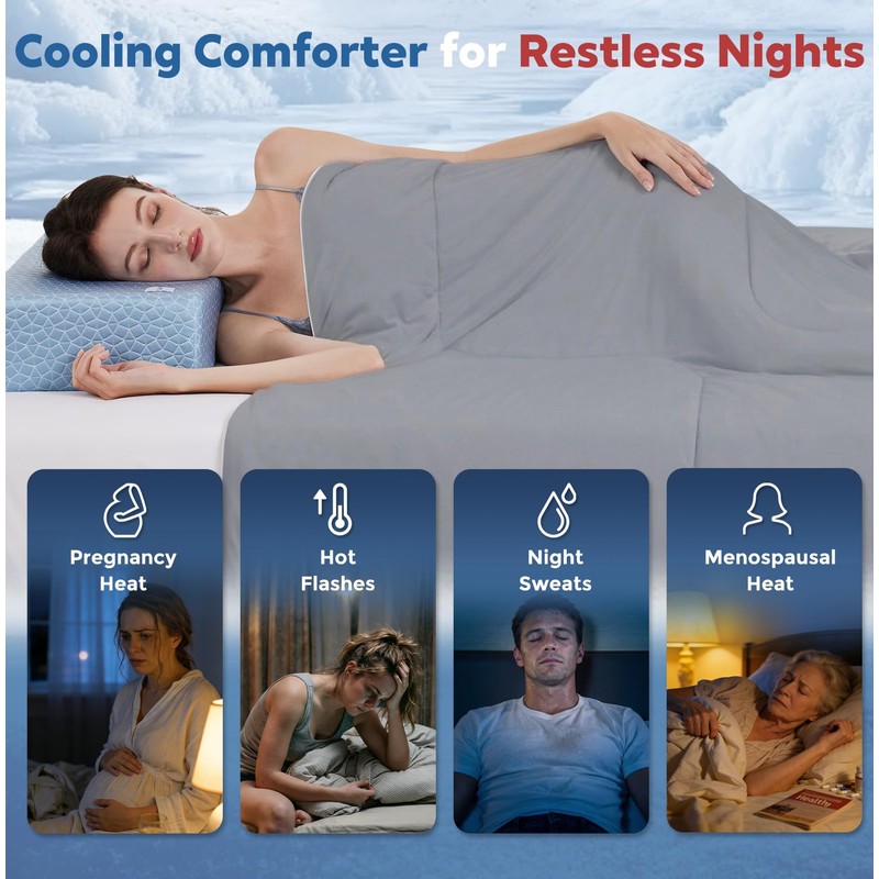 downluxe Cooling Comforter King Size, Cooling Blankets for Hot Sleepers,