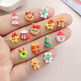 Christmas Nail Art Charms 55Pcs Resin Christmas Nail Charms Santa Claus Elk Snowman Star Socks Bear Xmas Nail Art Supplies 3D Cute Christmas Holiday Nail Jewelry Accessories for Women Nail Decorations