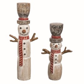 Transpac Transpac Resin 16 in. Multicolor Christmas Carved Snowman Figurines Set of 2 Multicolor
