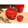 Moderne Skulptur Dekofigur Apfel aus Keramik Rot Höhe 10 cm