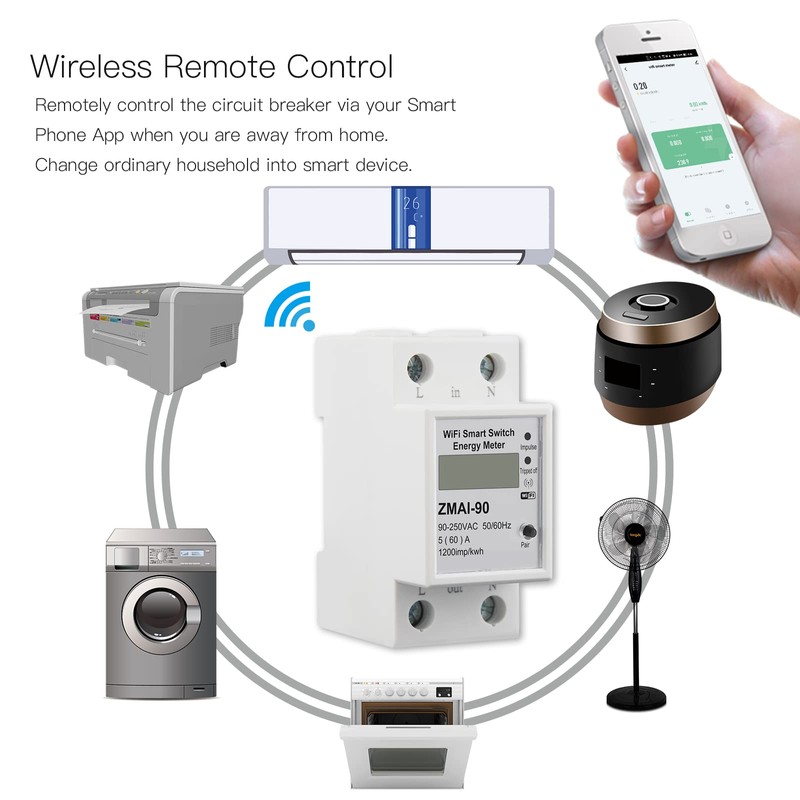 WiFi Smart Energy Monitor Switch Meter, Compatible with Alexa Google
