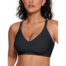 Vertvie Womens Wireless Bras No Underwire Push Up Bra Seamless Supportive Full Coverage Everyday Bras Regular and Plus Size(Black,Small)