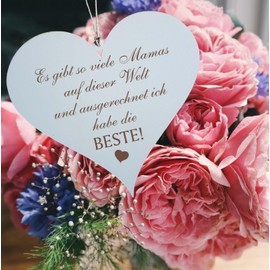 Muttertagsgeschenk Schild Herz Spruch Ich habe die Beste Mama der Welt Holzschild graviert Muttertag Mitbringsel 13 x 12 cm