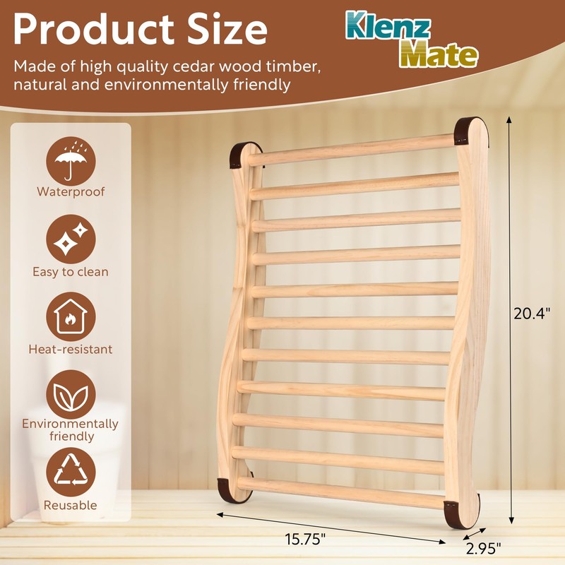KlenzMate 2 Pcs Upgraded Sauna Backrest, 20" Sauna Accessories, S-Shaped
