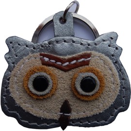 Genuine Leather Owl Pendant Keyring 5cm x 5cm