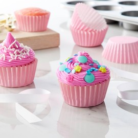 Caperci Grease-Resistant Standard Pink Cupcake Liners 150 Counts - Heavy Duty Paper Muffin Baking Cups, Odorless, No Muffin Pan Needed, Easily Peels (Pink)