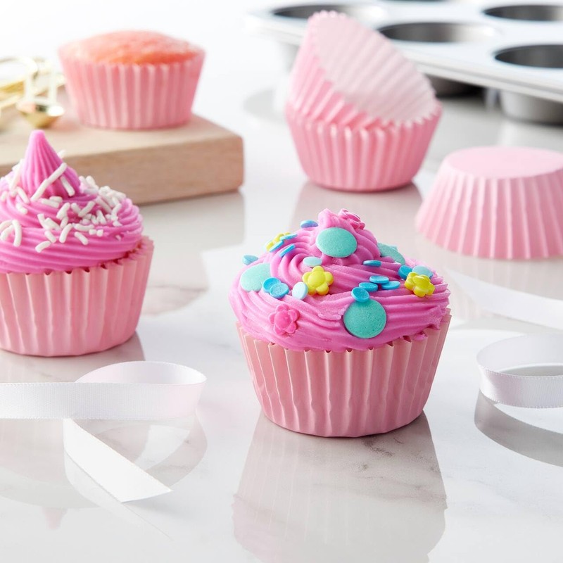 Caperci Grease-Resistant Standard Pink Cupcake Liners 150 Counts - Heavy