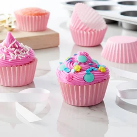 Caperci Grease-Resistant Standard Pink Cupcake Liners 150 Counts - Heavy Duty Paper Muffin Baking Cups, Odorless, No Muffin Pan Needed, Easily Peels (Pink)