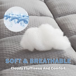 Mattress Topper California King - Cooling Pillow Top Pad for Bed - Thick Mattress Pad Topper Cover for Back Pain - Soft Bed Down Alternative Overfilled - 8-25 Inch Deep Elastic Pocket - Grey