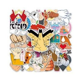 Pack of 50 Gesture Stickers for Laptop, Car, Bumper, Bicycle, Luggage, Fridge, Skateboard, Cartoon Funny Waterproof Vinyl Decal, Young Adult Gift, Cute Aesthetic Graffiti Stickers
