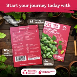 KVITER 75 Cucamelon Seeds for Planting (Melothria Scabra) – Mexican Sour Gherkin Seeds, Gherkin Cucumber, Mexican Mini Watermelon – Heirloom Vegetable Seed for Outdoor & Indoor Garden, Containers