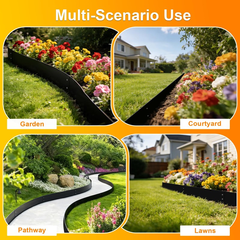 40" L x 8" H Metal Landscape Edging, Metal Lawn