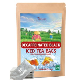 TeeLux Decaf Black Iced Tea, Decaffeinated Black Tea Bags, Family Size, Smooth & Refreshing Taste, Unsweetened Iced Tea 30 Count