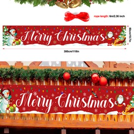 Christmas Banner, Large Merry Christmas Banner Snowman Christmas Tree Yard Sign Banner Christmas Decorations for Yard Garden Porch Lawn