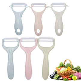 BITEFU Set of 6 Colourful Peelers, Ceramic Peelers for Vegetables, Potatoes and Fruits, 4 Colours