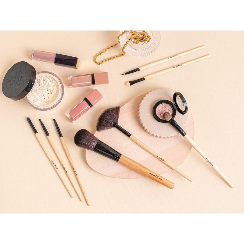 Set profesional de 24 piezas brochas para maquillaje (Madera Original)