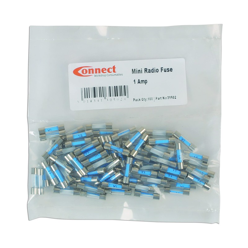 Connect 30502 Mini Glass Radio Fuse 1A 100pc