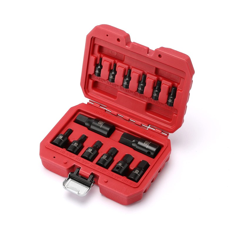 MIXPOWER 14-Piece Dr. Bit Socket Set, 2.5mm to 19mm, 1/4",