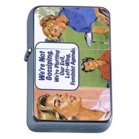 Not Gossiping, Plotting Evil Feminist Agenda Windproof Refillable Flip Top Oil Lighter with Tin Gift Box D-516