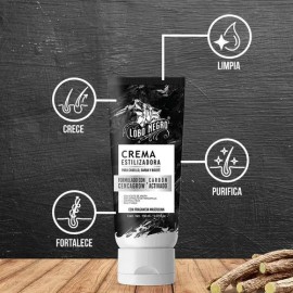 Crema Estilizadora Para Cabello Y Bigote Lobo Negro 150ml                                                                                             