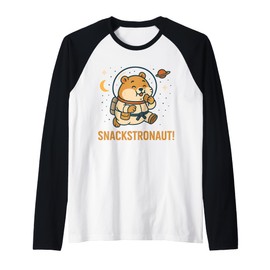 Snackstronaut Space Hamster Galactic Cookie Cruncher Raglan Baseball Tee