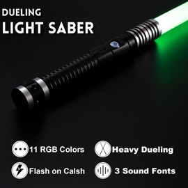 Dabetechts 2Pack Lightsaber,Connectable 2-in-1 Dueling Metal Light Sabers Changeable 12 RGB Color 3 Modle Voices,Smooth Swing & Fight Sound Effects, Gift Party Favors&Kids Fancy Dress（Black）