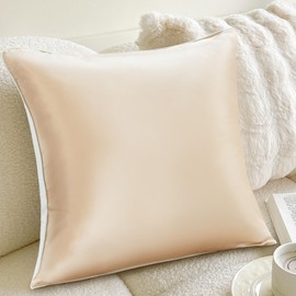 Utukky Cushion Cover, Silk Cushion Cover, 17.7 x 17.7 inches (45 x 45 cm), Summer Stylish, Silk, One Side Silk, Solid, Zippered, Simple, Good to the Touch, Decorative Pillowcase, Cushion Cover,