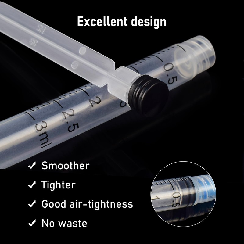 3ml/cc Syringe Measuring Tools 23G 25mm,Clear Graduations Suitable for Scientific